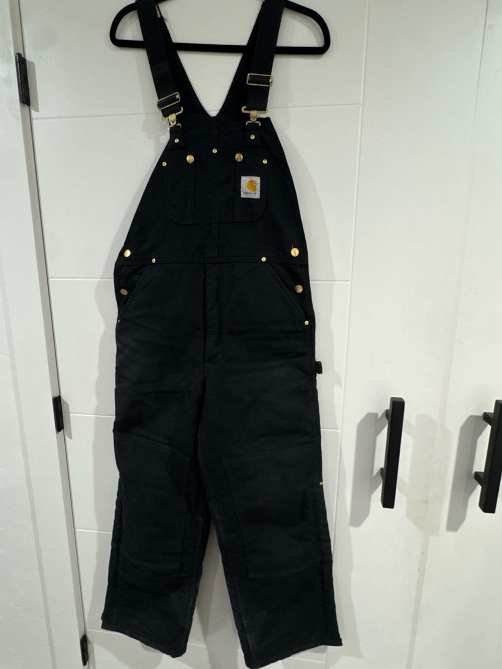 Carhartt R03 BLK Duck Bib Overalls Quilt Lined Black Mens Size 32x30 Workwear